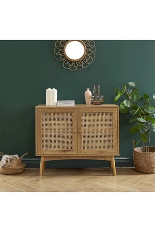 Buffet 2 portes Ines - Imitation chêne - 90 x 75 x 40 cm