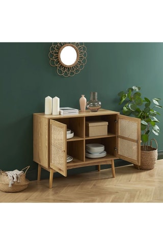Buffet 2 portes Ines - Imitation chêne - 90 x 75 x 40 cm