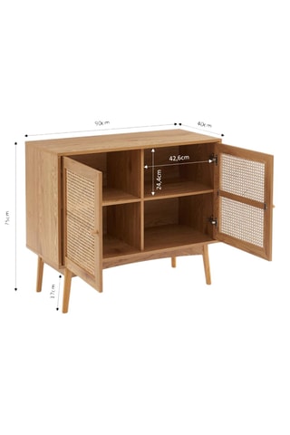 Buffet 2 portes Ines - Imitation chêne - 90 x 75 x 40 cm