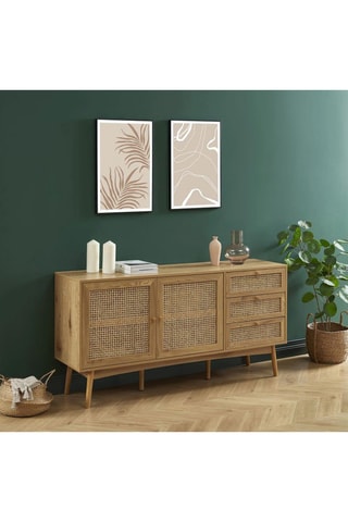 Buffet 2 portes Ines - Imitation chêne - 150 x 75 x 40 cm