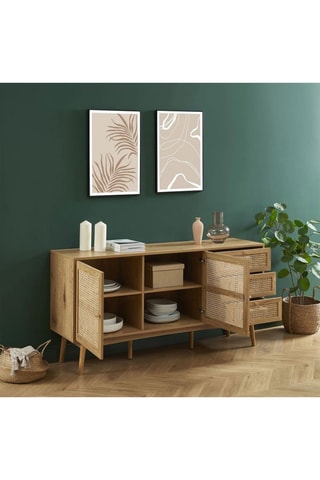Buffet 2 portes Ines - Imitation chêne - 150 x 75 x 40 cm
