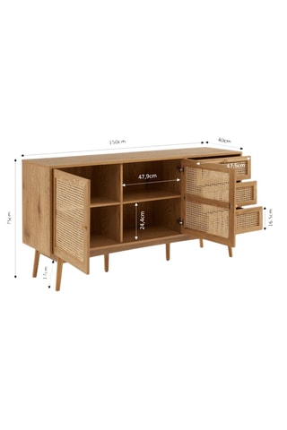 Buffet 2 portes Ines - Imitation chêne - 150 x 75 x 40 cm