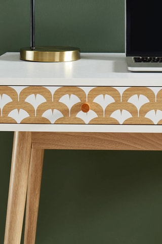 Bureau 2 tiroirs Utah - Blanc et imitation bois