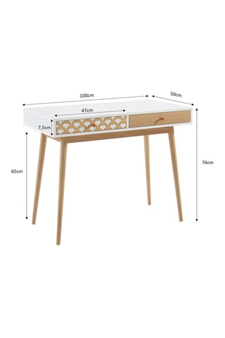 Bureau 2 tiroirs Utah - Blanc et imitation bois