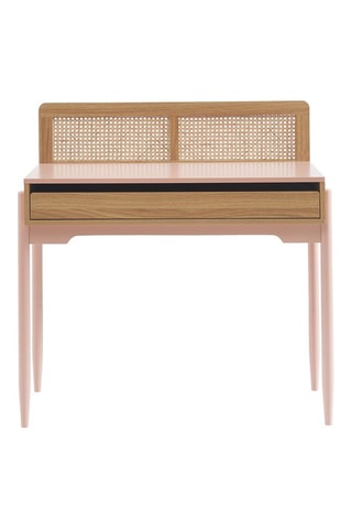 Bureau 1 tiroir Pablo - Imitation bois et rose