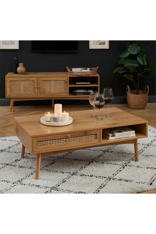 Table basse Inès - 
Imitation chêne et naturel