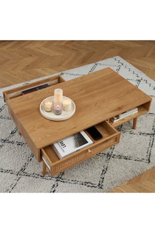 Table basse Inès - 
Imitation chêne et naturel