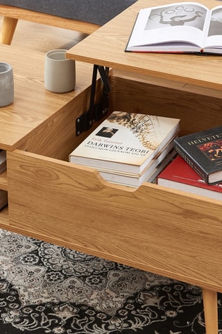 Table basse avec plateau relevable Florence - Imitation chêne foncé
