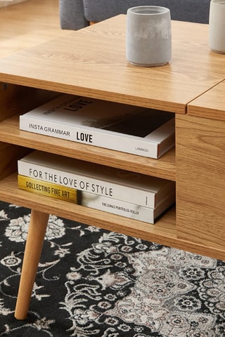 Table basse avec plateau relevable Florence - Imitation chêne foncé