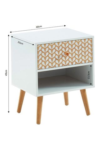 Table de chevet 1 tiroir Capucine - Blanc et imitation bois