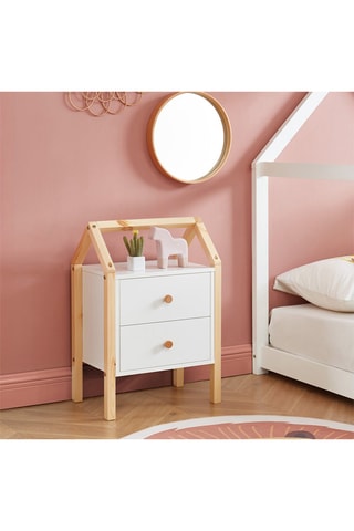 Table de chevet enfant 2 tiroirs Tiny - Blanc et naturel