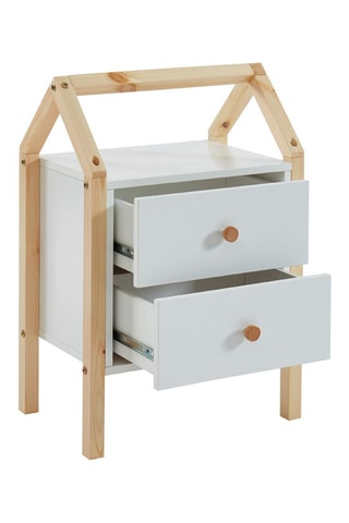 Table de chevet enfant 2 tiroirs Tiny - Blanc et naturel