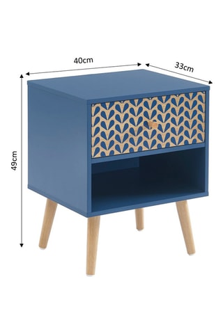 Table de chevet 1 tiroir Capucine - Bleu pétrole et imitation bois