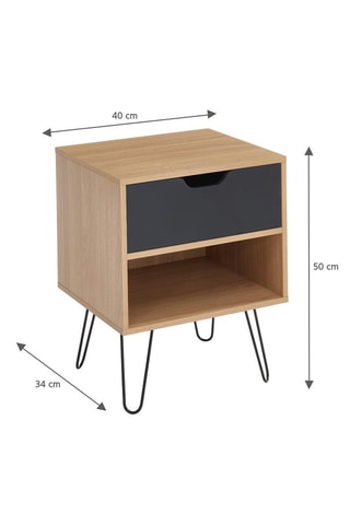 2 tables de chevet 1 tiroir et 1 niche Duo - Imitation bois et noir