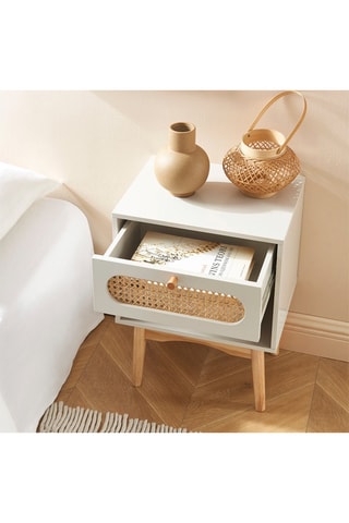 Table de chevet Sixtine - Blanc et naturel