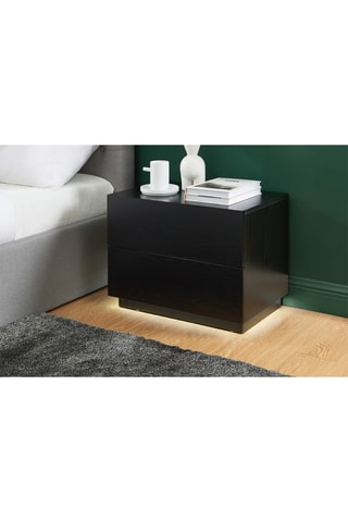Table de chevet 2 tiroirs avec LED Morphée Noir