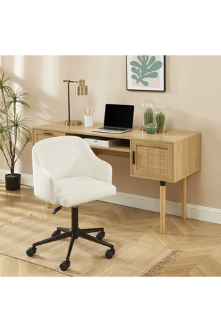 Fauteuil pivotant Barnabe - Beige - En tissu velours côtelé