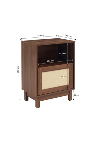 Table de chevet 1 porte en bois d’hévéa Haria - 40 x 60 x 29,5 cm