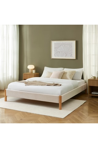 Lit avec sommier en bois d’eucalyptus et bois d’hévéa Bowi - Couchage 160 x 200 cm