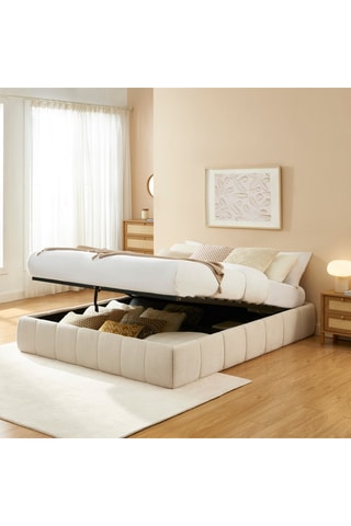 Lit-coffre en bois avec sommier Lavinia - Couchage 160 x 200 cm