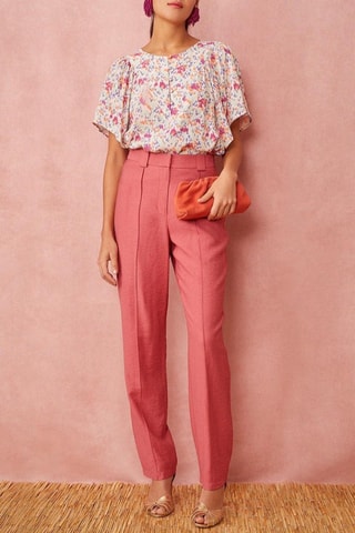 Broek Hoge Taille Saverino - Koraalrood 