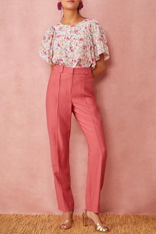 Broek Hoge Taille Saverino - Koraalrood 