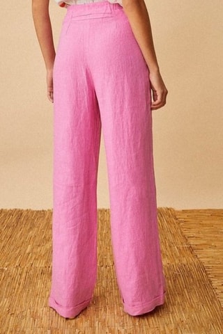 Linnen Broek Hoge Taille Tanger - Roze 