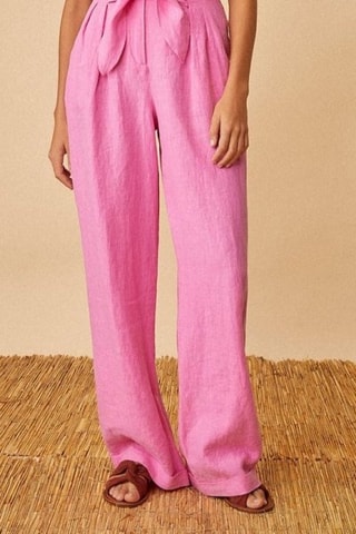Linnen Broek Hoge Taille Tanger - Roze 