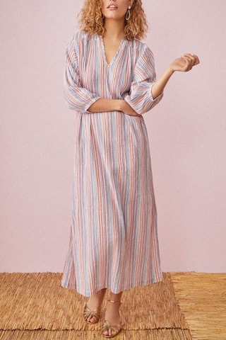 Robe longue Elodina - Blanc et orange