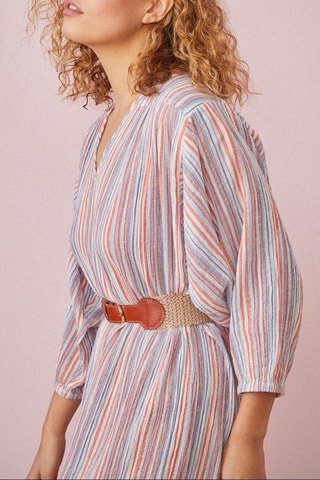 Robe longue Elodina - Blanc et orange
