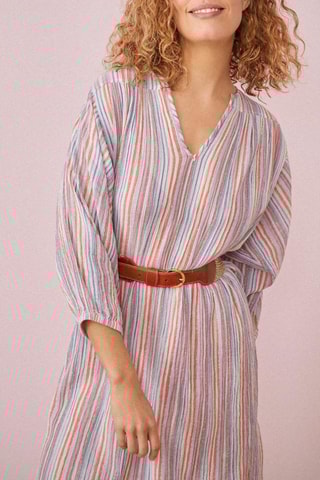 Robe longue Elodina - Blanc et orange