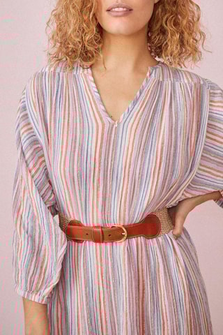 Robe longue Elodina - Blanc et orange