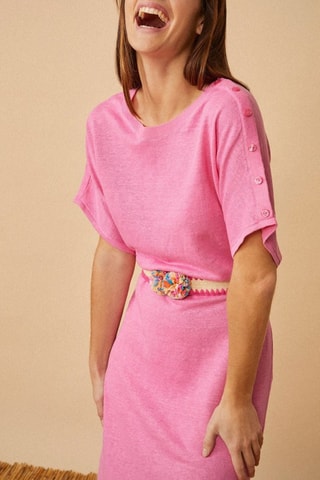 Robe droite en lin Dixy - Rose