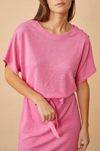 Robe droite en lin Dixy - Rose
