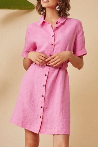 Robe chemise en lin Tandem - Rose