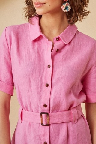 Robe chemise en lin Tandem - Rose