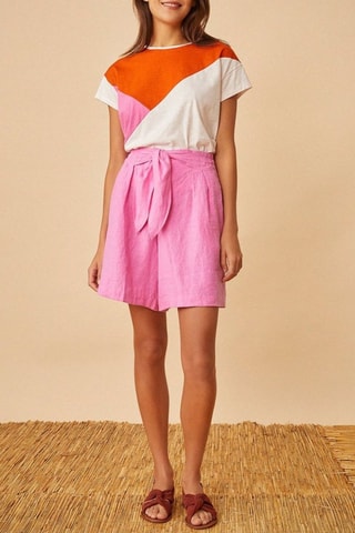 Linnen Short met Hoge Taille Tang - Roze
