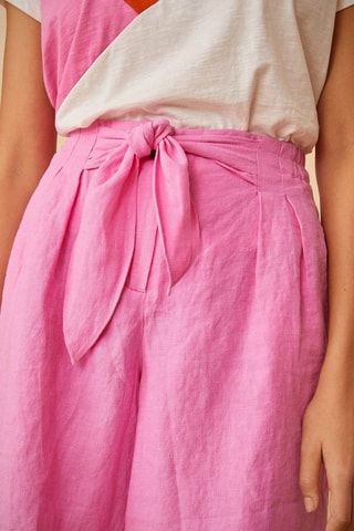 Linnen Short met Hoge Taille Tang - Roze