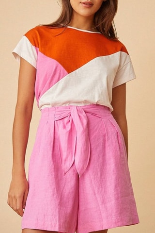 Linnen Short met Hoge Taille Tang - Roze