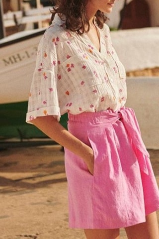 Linnen Short met Hoge Taille Tang - Roze
