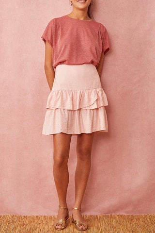 Rok met Ruches Hoge Taille Savita - Poederroze 