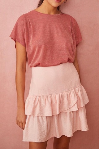 Rok met Ruches Hoge Taille Savita - Poederroze 