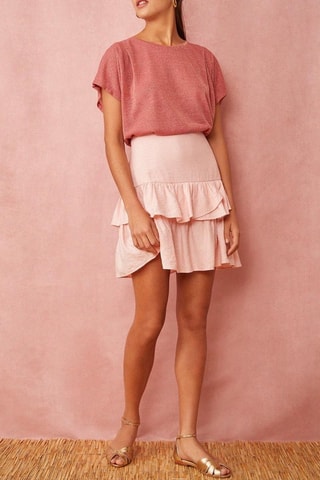 Rok met Ruches Hoge Taille Savita - Poederroze 