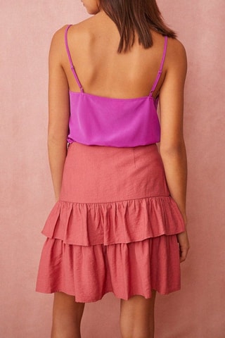 Rok met Ruches Hoge Taille Savita - Koraalrood 