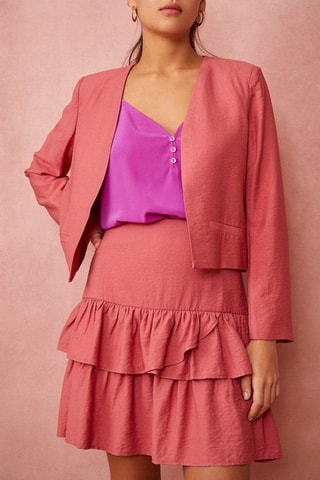 Rok met Ruches Hoge Taille Savita - Koraalrood 