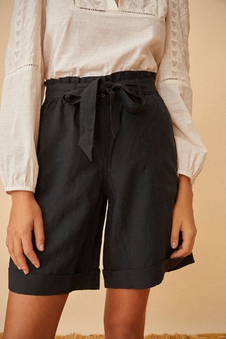 Linnen Short - Zwart