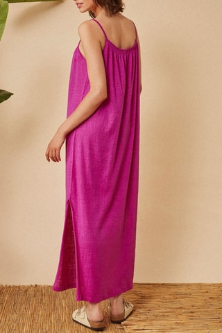 Robe longue en lin Hanita - Fuchsia