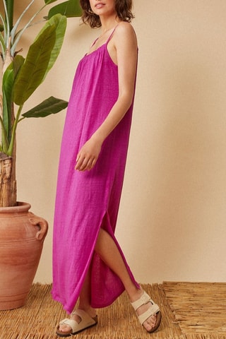 Robe longue en lin Hanita - Fuchsia