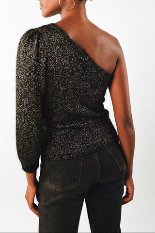 Pull asymétrique en superkid mohair et baby alpaga Agnela - Noir
