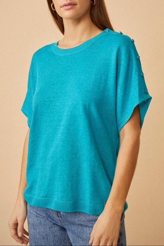 Linnen Trui Dixone - Turquoise